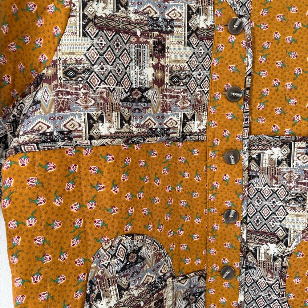 ✨NWT- POL Quilted Floral Patchwork Color Block Shacket size m/l - Picture 7 of 11